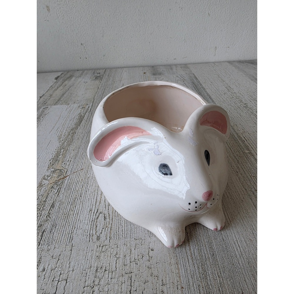 Vintage teleflora Easter Bunny planter bowl trinket spring rabbit decor ceramic‎